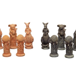 Dal Rossi Hand Paint - Australiana Chessmen on a Mahogany / Maple, 40cm Chess Board