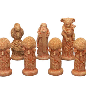 Dal Rossi Hand Paint - Australiana Chessmen on a Walnut Inlaid Chess Box with Drawers 16"