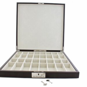 Dal Rossi 16" Brown with PU Leather Edge with compartments with Antique Green and Copper Finish Chessmen