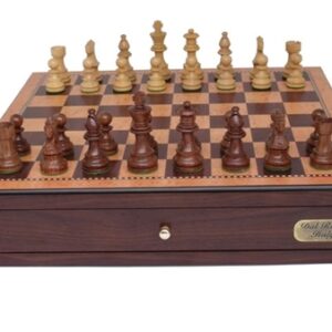 Dal Rossi Italy, Chess Box with Drawers 18" (Walnut Finish) with 85mm Wooden Double Weighted Sheesham Pieces