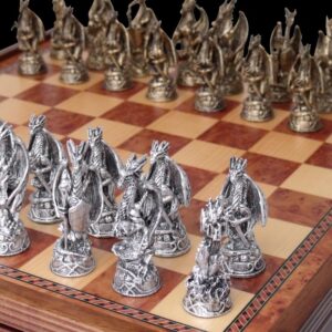 Dal Rossi Italy, Dragon, Pewter Chessmen ONLY