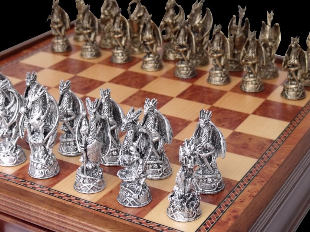 Dal Rossi Italy, Dragon, Pewter Chessmen ONLY