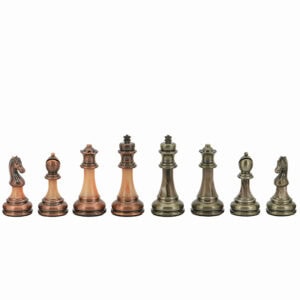 Dal Rossi Italy Walnut Finish chess box with lock & compartments 16” with Antique Chessmen
