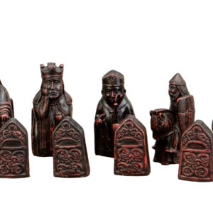 Dal Rossi Italy Isle of Lewis Chess Set on a Carbon Fibre Shiny Finish Chess Board 40cm