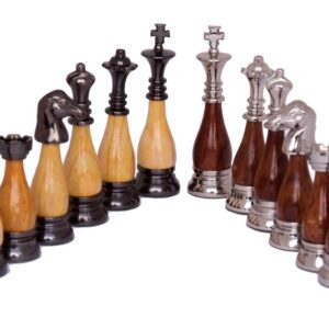 Dal Rossi Italy Staunton Metal/Wood Chess Set with Drawers 16"