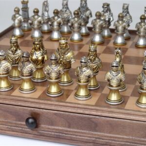 Dal Rossi Italy Medieval Warriors (Resin) Chess Set on 38cm Dal Rossi Chess Box