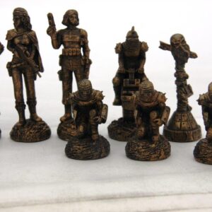 Dal Rossi Italy Mad Max Robot Chess Set on a Carbon Fibre Shiny Finish Chess Box 20” with compartments