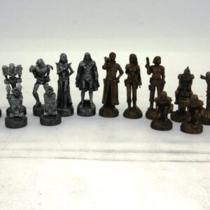 Dal Rossi Italy Mad Max Robot Chess Set on a Carbon Fibre Shiny Finish Chess Box 20” with compartments
