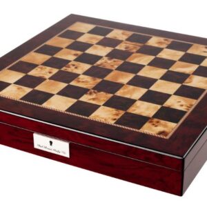 Dal Rossi Italy Chess Box Mahogany Finish 20" with compartments Silver & Titanium 101mm pieces