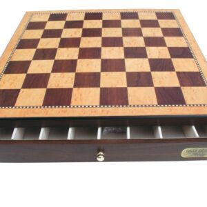 Dal Rossi Staunton Metal Chess Set with Drawers 18" (Walnut Finish)