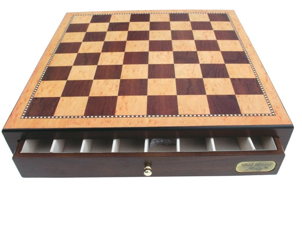 Dal Rossi Staunton Metal Chess Set with Drawers 18" (Walnut Finish)