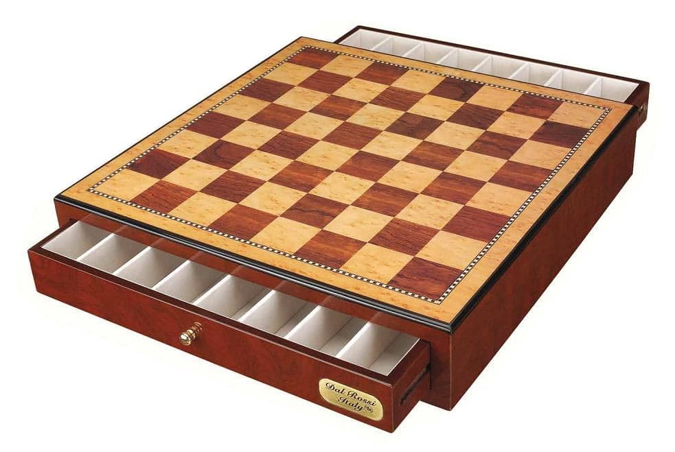 Dal Rossi Italy, Chess Box Only with Drawers 18" Shiny Mahongany Finsh