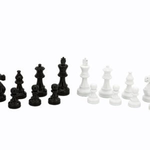 Dal Rossi Italy Carbon Fibre Shiny Finish Chess Box 16” with Black and White Chess Pieces