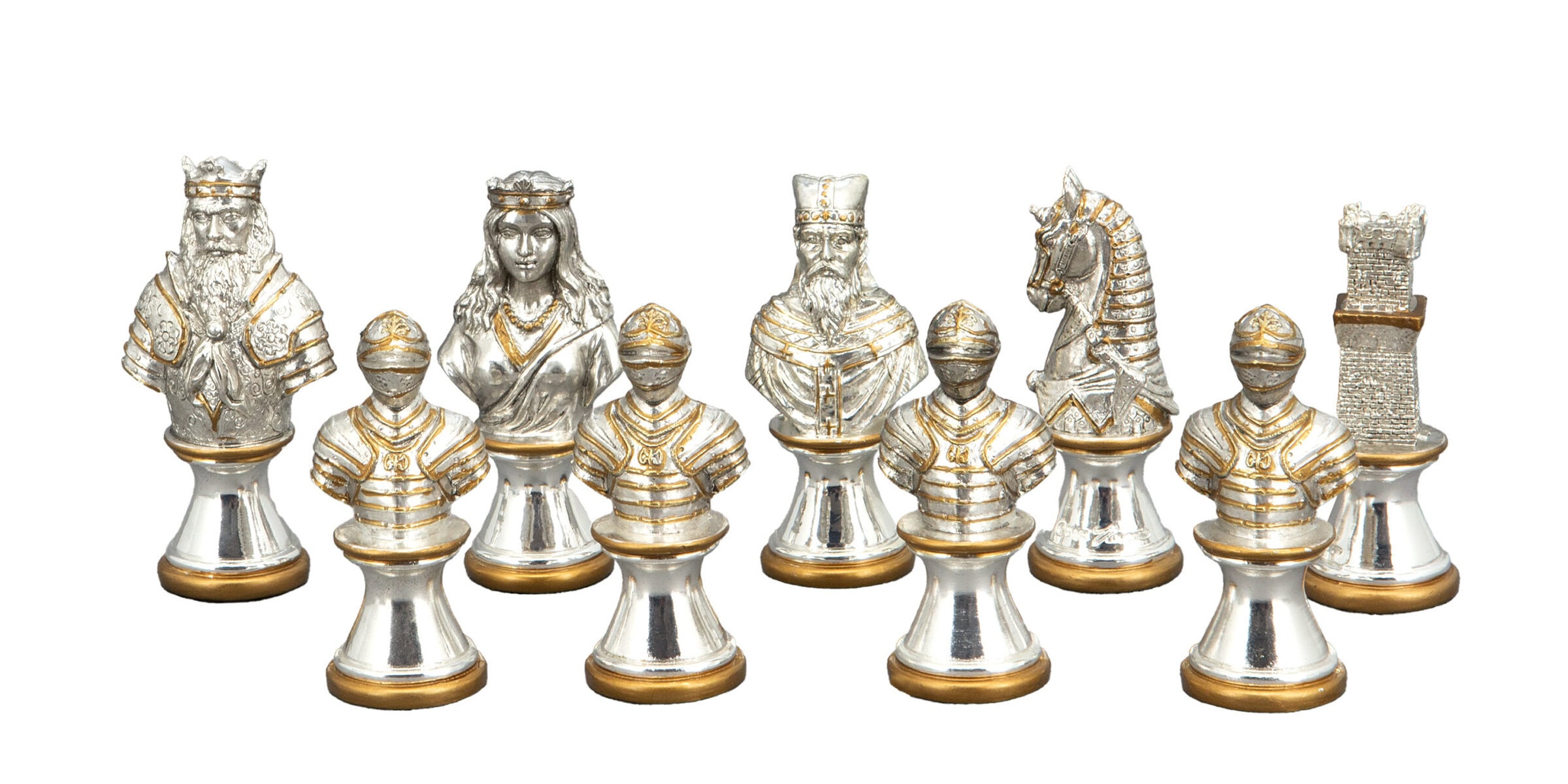 Dal Rossi Medieval Warriors Metal Chessmen 85mm