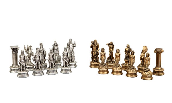 Dal Rossi Italy European Warriors on a Mahogany / Maple, 50cm Chess Board