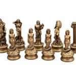Dal Rossi Italy European Warriors on a Mahogany / Maple, 50cm Chess Board Dal Rossi Italy European Warriors on a Mahogany / Maple, 50cm Chess Board