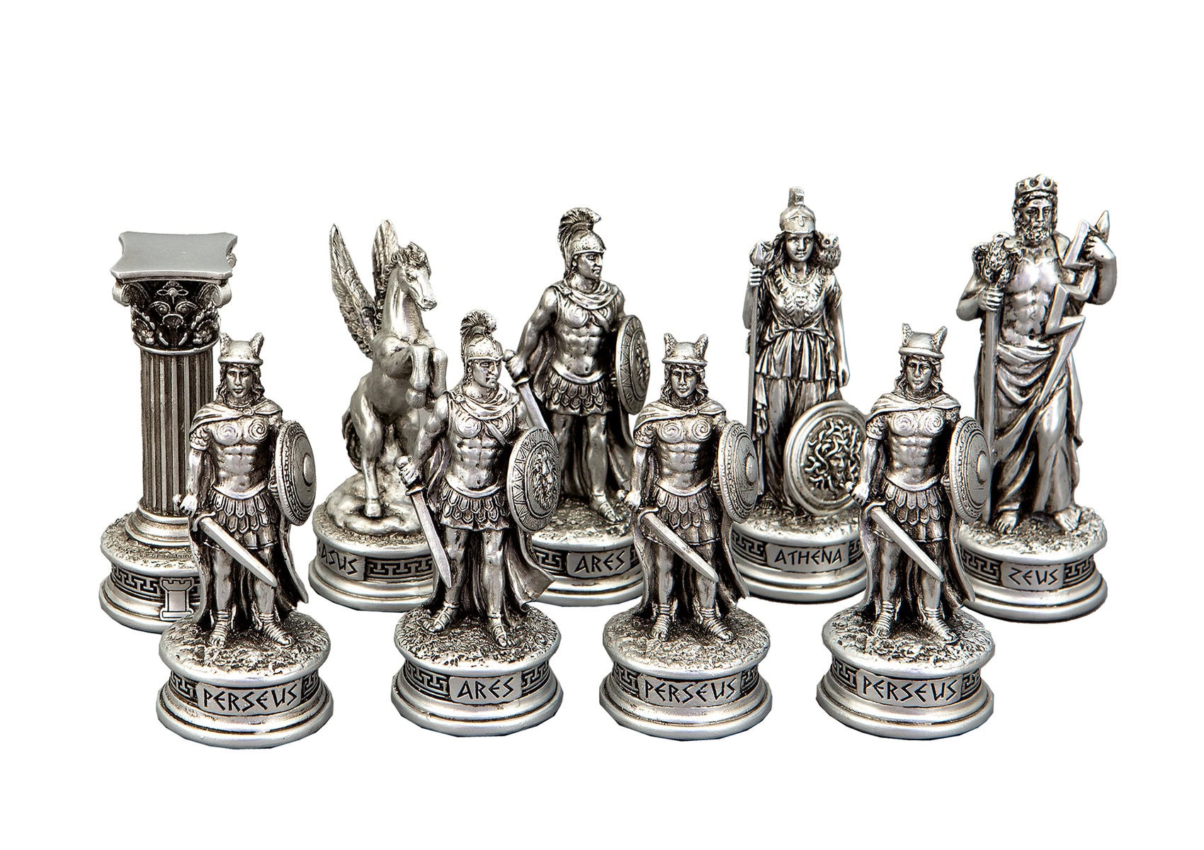 Dal Rossi Italy European Warriors Chessmen 85mm on a Shiny Mahogany Chess Box with two Drawers 18"