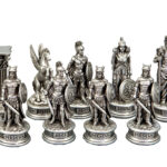Dal Rossi Italy European Warriors on a Mahogany / Maple, 50cm Chess Board Dal Rossi Italy European Warriors on a Mahogany / Maple, 50cm Chess Board