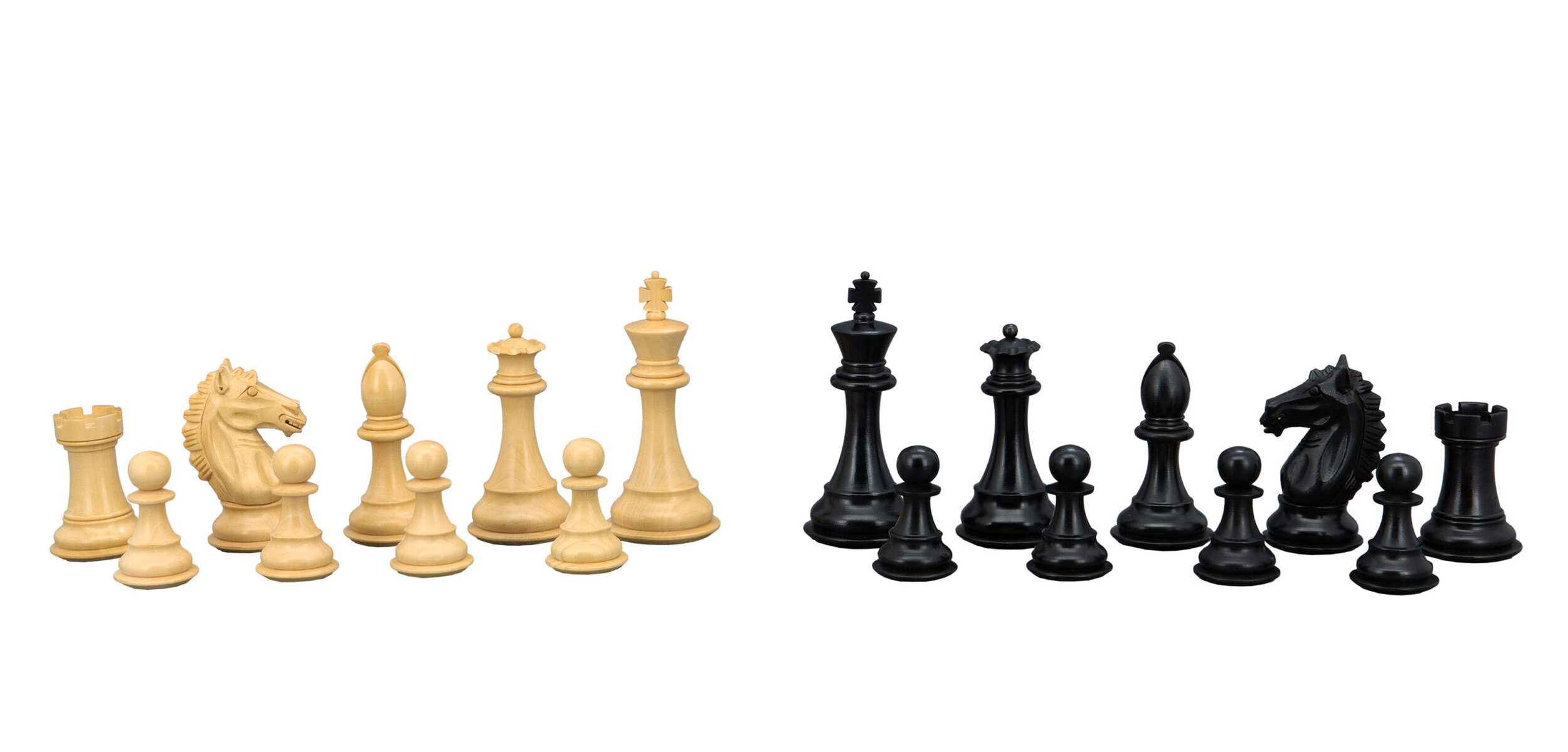 Dal Rossi Italy, Ebony Finish / Boxwood 95mm Wood Double Weighted on a Mahogany / Maple, 50cm Chess Board