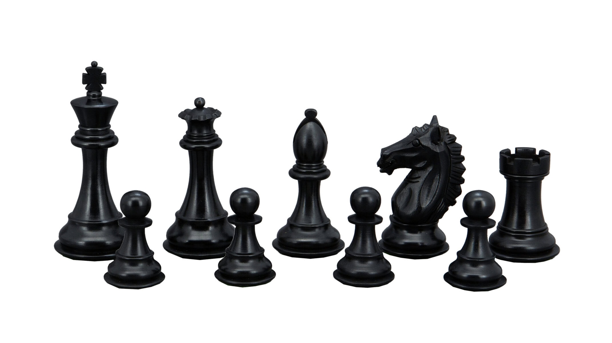 Dal Rossi Italy, Ebony Finish / Boxwood 95mm Wood Double Weighted on a Walnut Finish Shiny Chess Box with Compartments 16"