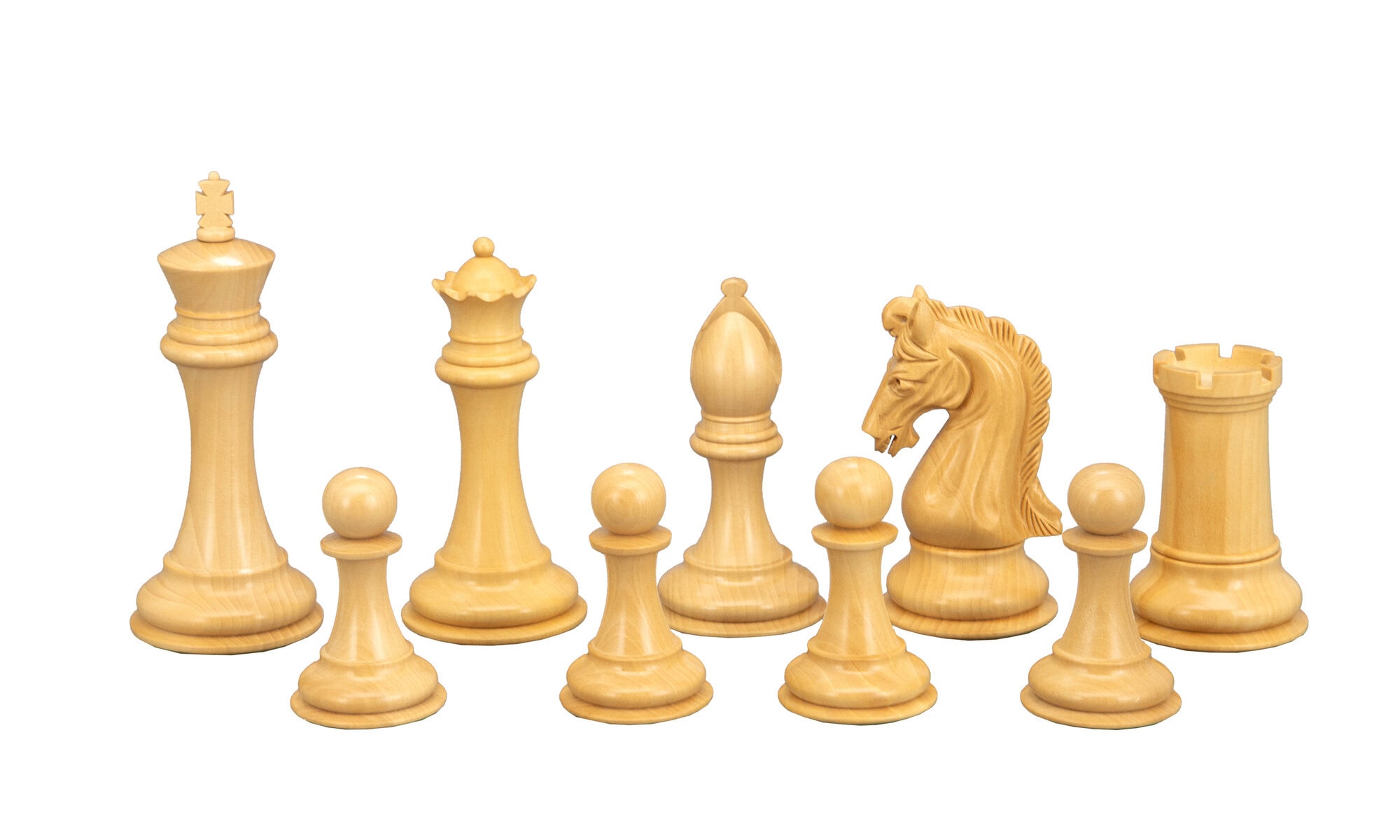 Dal Rossi Italy, Ebony Finish / Boxwood 105mm Wood Double Weighted on a Walnut Finish Shiny Chess Box with Compartments 20"