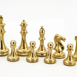 Dal Rossi Italy Chess Set Black Erable Board 50cm, With Very Heavy Brass Staunton Gold and Silver chessmen 110mm