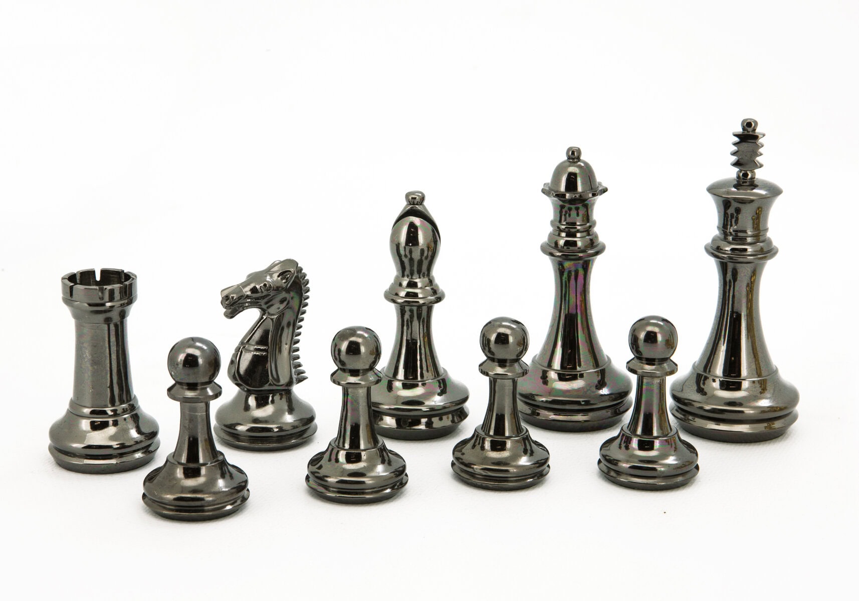 Dal Rossi Italy Chess Set Mahogany Shinny Finish 20″ With Compartments, With Very Heavy Brass Staunton Gold and Silver Chessmen 110mm