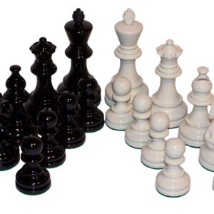 Dal Rossi Italy, Staunton Black and White Double Weighted Chessmen on a Walnut Inlaid Chess Box with Compartments 20"