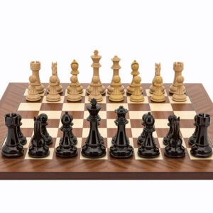 Dal Rossi Italy Chess Set, 50cm Board With Black Ebony and Box Wood Finish Weighted Chess Pieces (101mm)