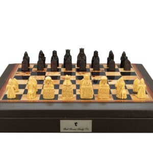 Dal Rossi Italy Isle of Lewis Chess Set with Brown Bevelled Edge 18"