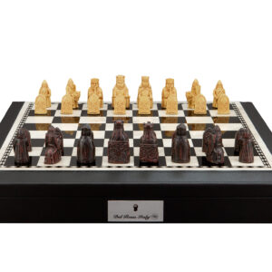 Dal Rossi Italy Isle of Lewis Chess Set with Black Bevelled Edge 18"
