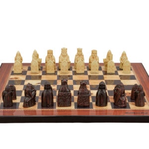 Dal Rossi Italy Isle of Lewis Chess Set on a Walnut Shiny Finish Chess Board 40cm