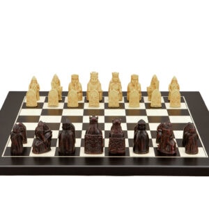 Dal Rossi Italy Isle of Lewis Chess Set on a Black / Erable Chess Board 40cm