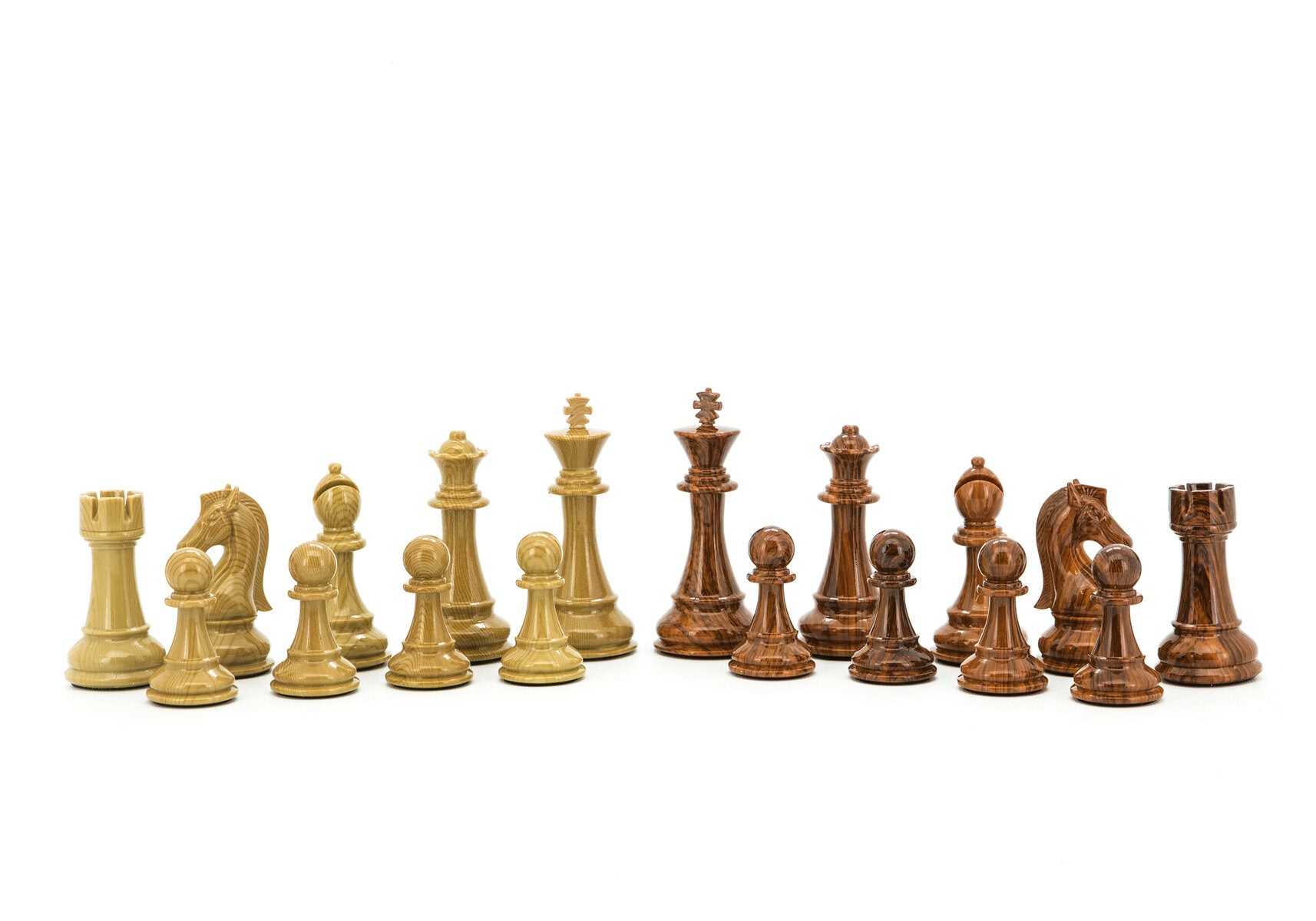 Dal Rossi Italy Chess Set Walnut Shinny Finish 20″ With Compartments, Brown and Box Wood Grain Finish 110mm Chess Pieces