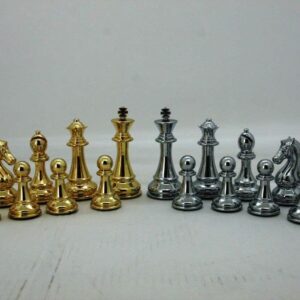 Dal Rossi Italy Gold / Silver Chess Pieces on Carbon Fibre Finish Chess Board 50cm