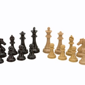 Dal Rossi Italy Black Ebony and Box Wood Finish Chess Pieces Chess Set 20"