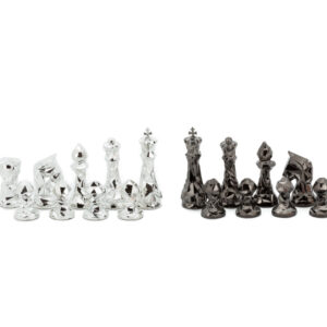 Dal Rossi Diamond-Cut Titanium & Silver Chessmen 85mm