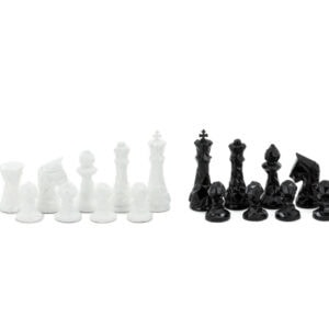 Dal Rossi Diamond-Cut Black & White Chessmen 85mm
