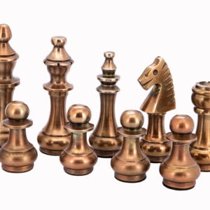 Dal Rossi Italy Chess Set Carbon Fibre Finish Flat Board 50cm, With Copper & Silver Weighted Metal Chess Pieces 100mm pieces