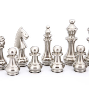 Dal Rossi Italy Chess Set Mahogany Finish 20″ With Compartments, With Copper & Silver Weighted Metal Chess Pieces 100mm pieces