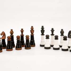 Dal Rossi Italy Chess Set Mosaic Finish 20″ With Compartments, With Black and White with Copper and Gun Metal Gray Tops and Bottoms Chess Pieces 110mm