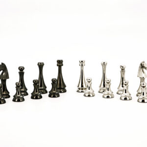 Dal Rossi Italy Chess Pieces Metal Dark Titanium and Silver 85mm Chessmen ONLY