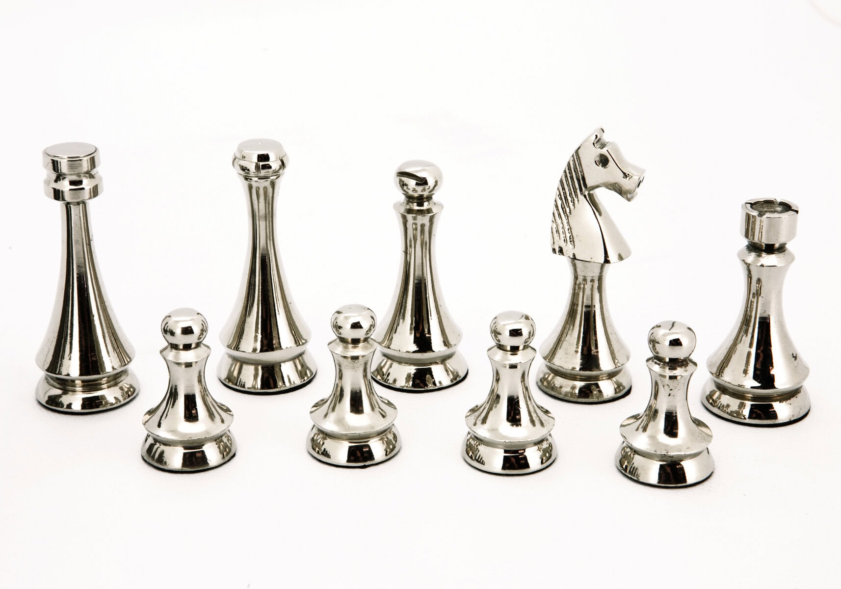 Dal Rossi Italy Chess Set Flat  Black/Erable Board 50cm, With Metal Dark Titanium and Silver chessmen 85mm
