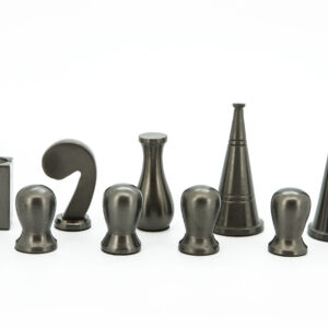 Dal Rossi Italy Chess Set Walnut Finish 18", With Metal Dark Titanium and Silver 90mm Chessmen