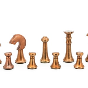 Dal Rossi Italy Chess Set Mahogany Finish 18" With two Drawers, With Metal Copper and silver Chessmen 80mm