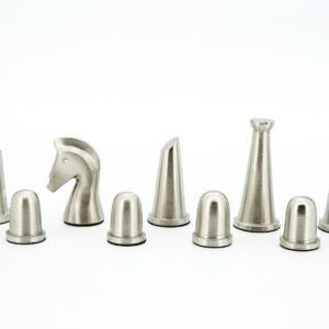 Dal Rossi Italy Chess Set Mahogany Maple Flat Board 50cm, With Metal Dark Titanium and Silver chessmen 85mm