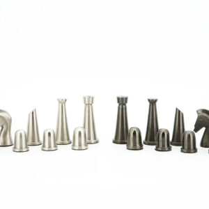 Dal Rossi Italy Chess Set Mahogany Maple Flat Board 50cm, With Metal Dark Titanium and Silver chessmen 85mm