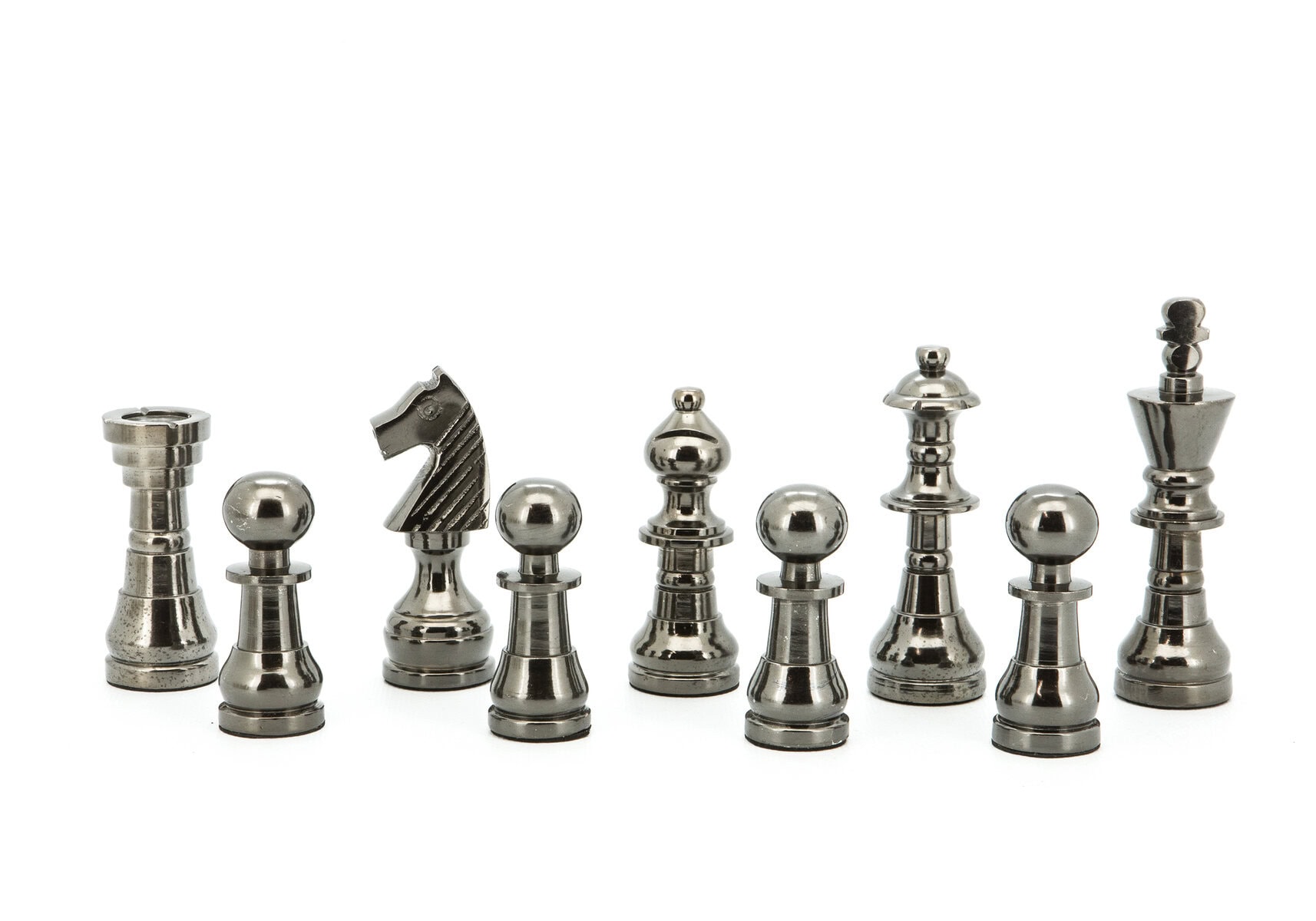 Dal Rossi Italy Chess Set Flat  Carbon Fibre Board 50cm, With Metal Dark Titanium and Silver chessmen 115mm