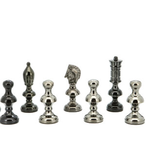 Dal Rossi Italy Chess Set Flat Black/Erable Board 50cm, With Metal Dark Titanium and Gold Chessmen 110mm