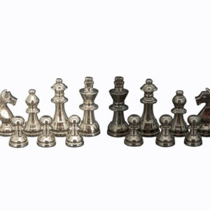 Dal Rossi Italy Chess Set on a 16" Board with Black Nickel & Silver Chessmen 80mm